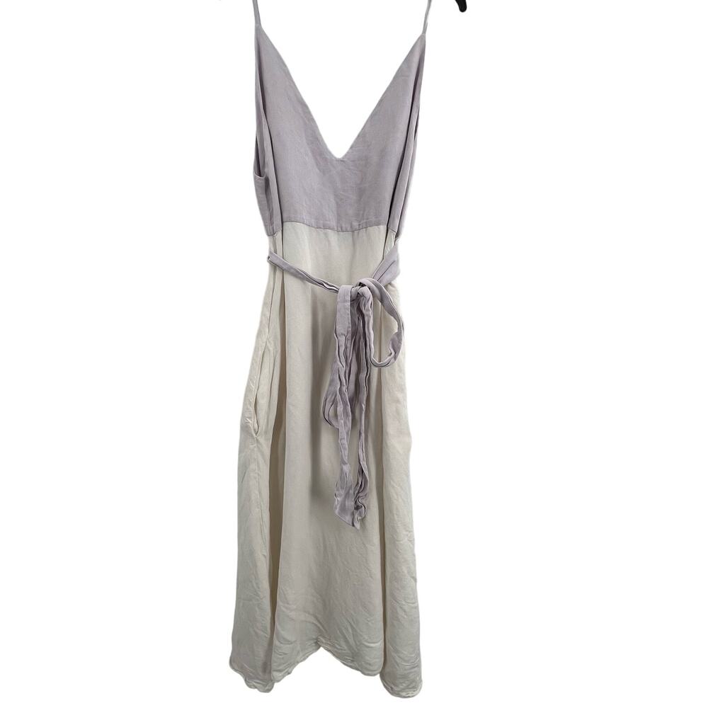 Matthew Bruch Slip Dress Size 4 / US‎ 8 Colorblock Midi Purple White Linen Blend